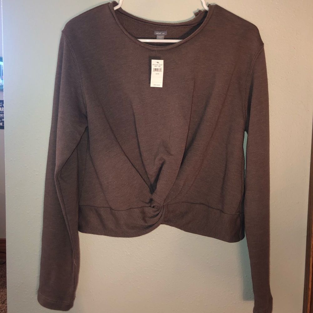 aerie front knot crop sweater